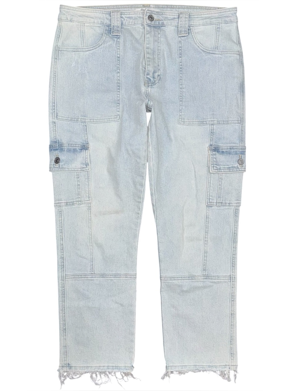 KanCan Jeans Felicity High Rise Slim Straight Cargo Light Wash Denim Utility 13